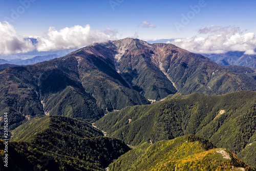 Aerial drone photo - Mountains of the Southern Japanese Alps, Japan. photo