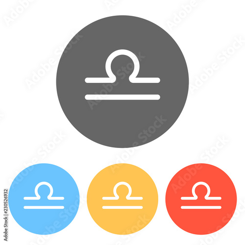 Astrological sign. Libra simple icon. Set of white icons on colored circles