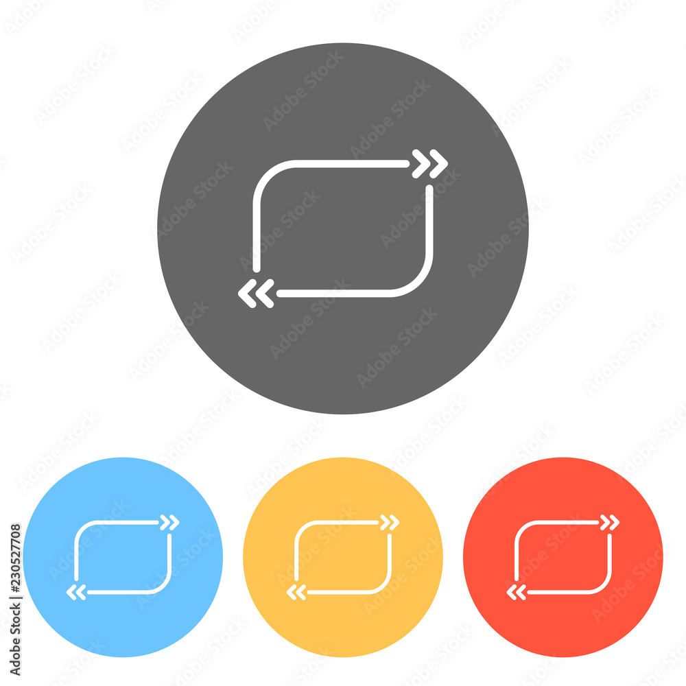 Text quote rectangle. Simple icon. Set of white icons on colored circles Text quote rectangle. Simple icon. Set of white icons on colored circles