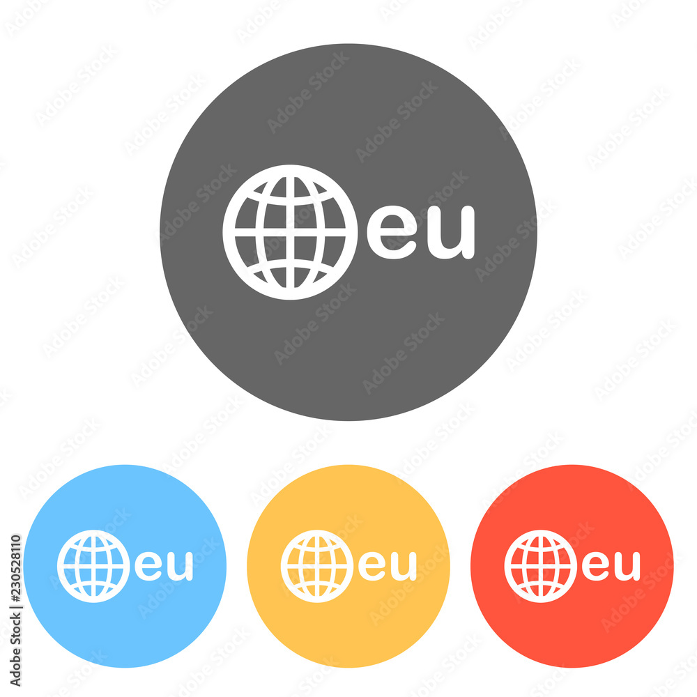 Fototapeta premium domain, European identity, globe and eu. Set of white icons on c
