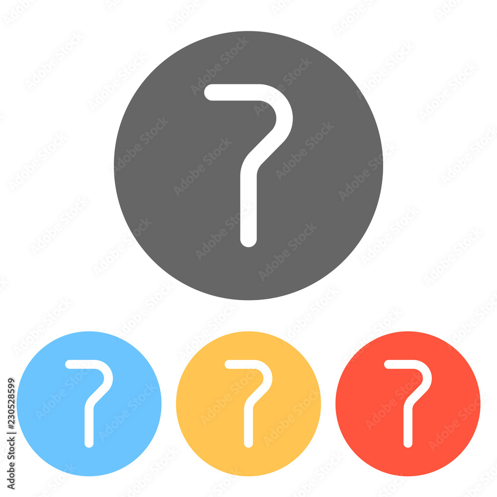 Number seven, numeral, simple letter. Set of white icons on colo Number seven, numeral, simple letter. Set of white icons on colo