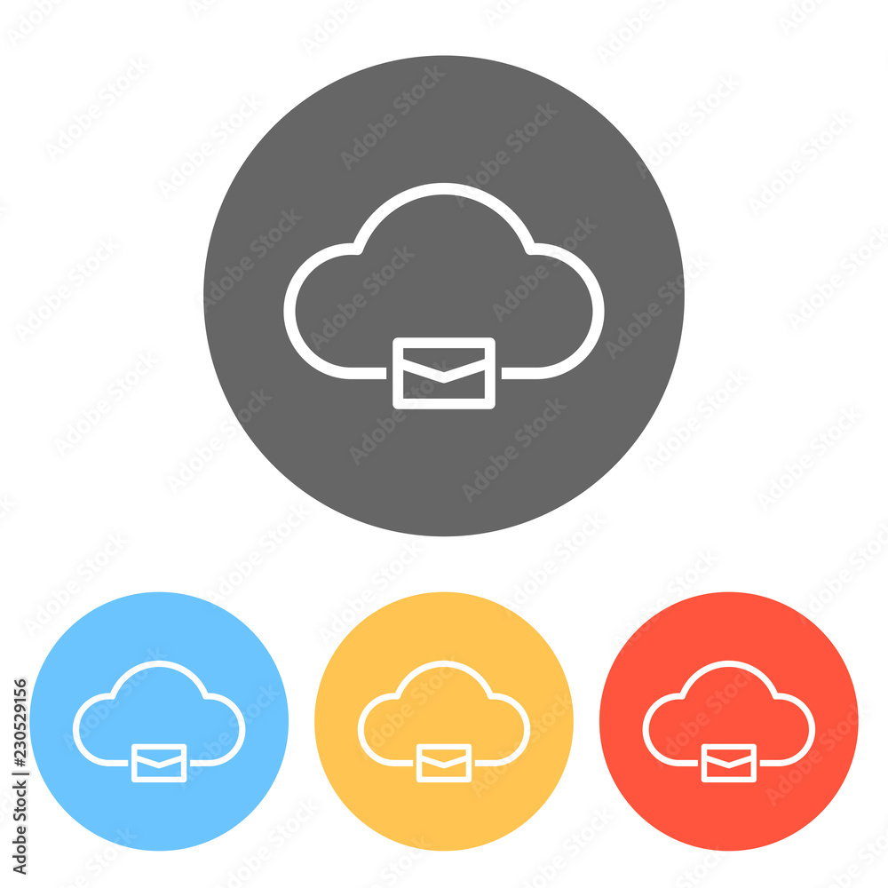 cloud mail, simple linear icon with thin outline. Set of white i cloud mail, simple linear icon with thin outline. Set of white i