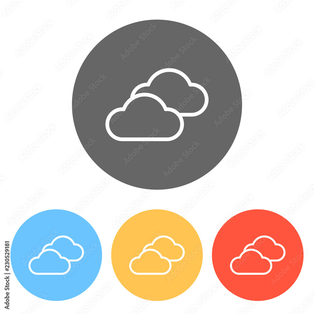 Mostly cloudy icon. Simple linear icon with thin outline. Set of Mostly cloudy icon. Simple linear icon with thin outline. Set of