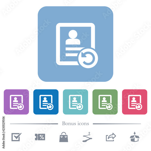 Undo contact changes flat icons on color rounded square backgrounds photo