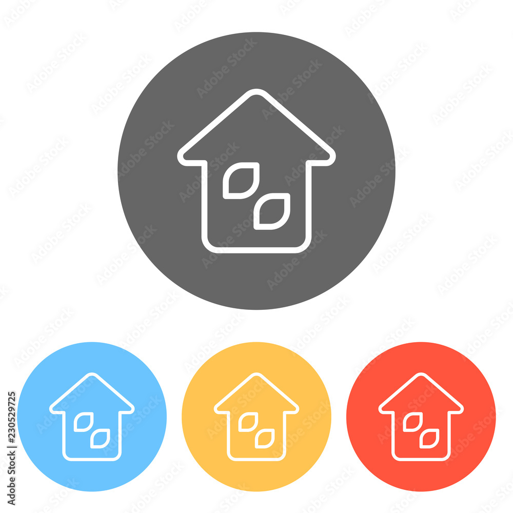 Simple house icon. Linear icon with thin outline. Set of white i Simple house icon. Linear icon with thin outline. Set of white i