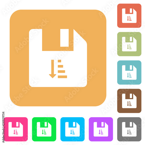 Ascending file sort rounded square flat icons