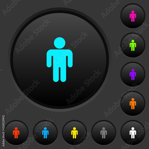 Male sign dark push buttons with color icons