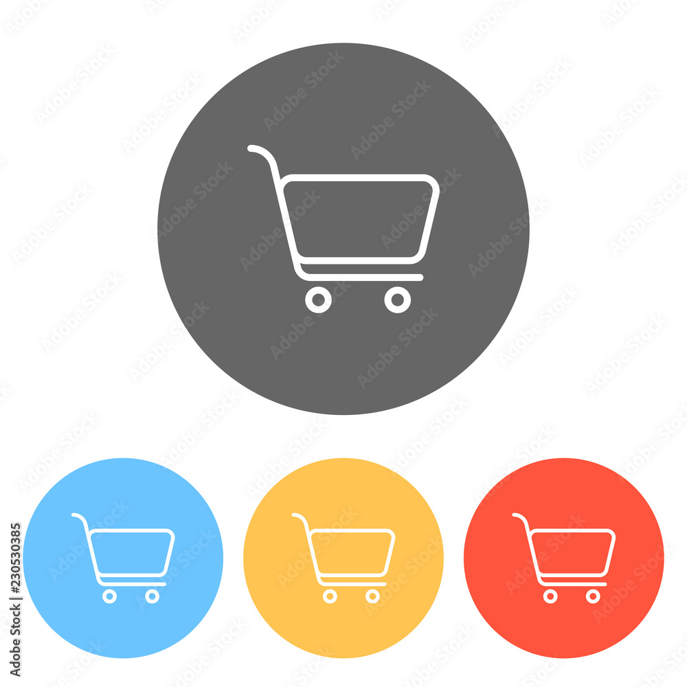 Shopping cart icon. Simple linear icon with thin outline. Set of Shopping cart icon. Simple linear icon with thin outline. Set of