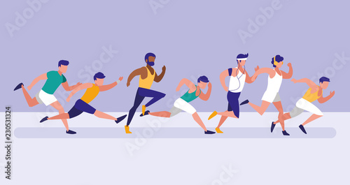 men athlete running avatar character