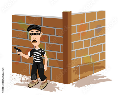 the robber with gun vector design
