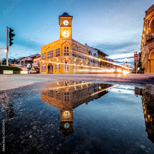 Phuket old town with old buildings in Sino Portuguese style is a very famous tourist destination of Phuket photo