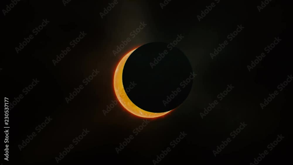 Full solar eclipse. The Moon mostly covers the visible Sun creating a ring of fire. This astronomical phenomenon can be seen as a sign of the End of the World.