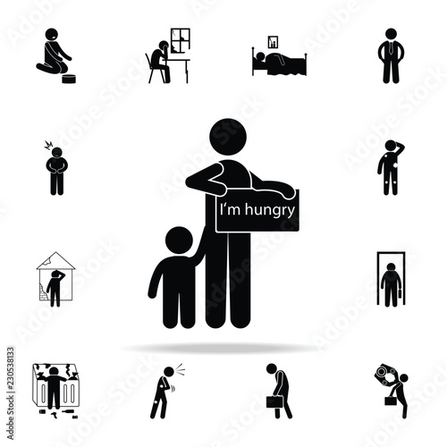 beggar hungry icon. Poor peaple icons universal set for web and mobile