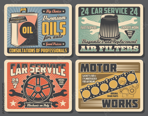 Car service spare parts. Motor oil, gear, filter