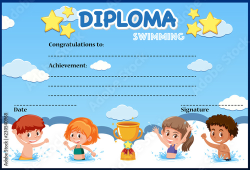 Swimming diploma certificate template