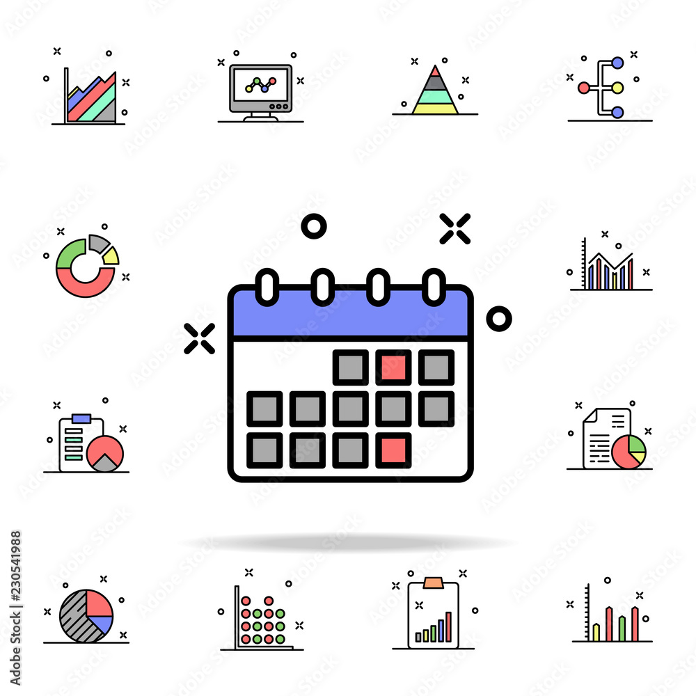 business calendar colored icon. Business charts icons universal set for web and mobile