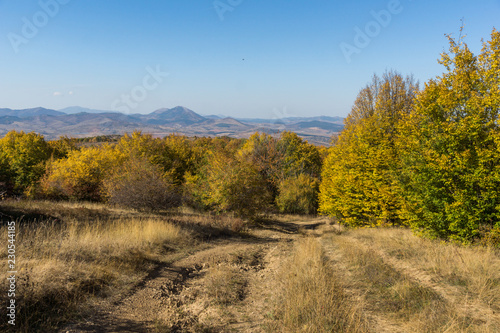 Amazing Autumn Panorama of Cherna Gora (Monte Negro) mountain, Pernik Region, Bulgaria