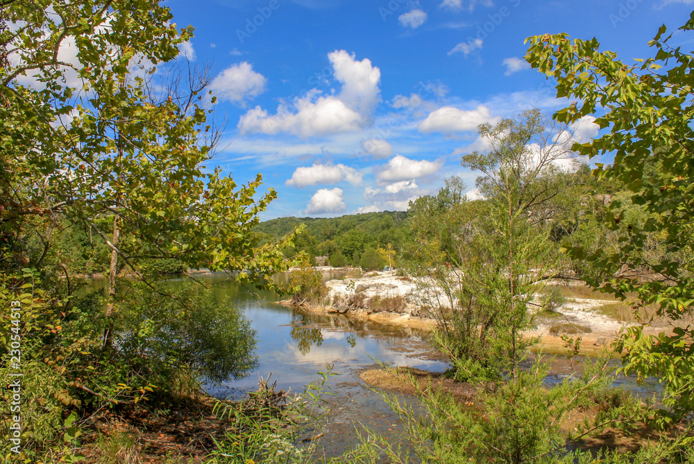 Clouds and Blue Skies Reflecting off Lake at Klondike Park in Augusta Missouri Clouds and Blue Skies Reflecting off Lake at Klondike Park in Augusta Missouri