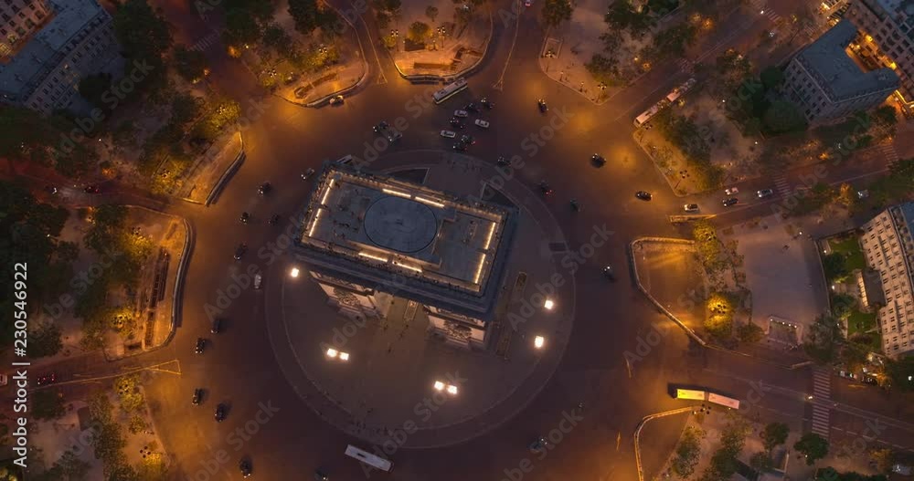 France Paris Aerial v56 Vertical detail view looking down over Arc de Triomphe and Place Charles de Gaulle 8/18