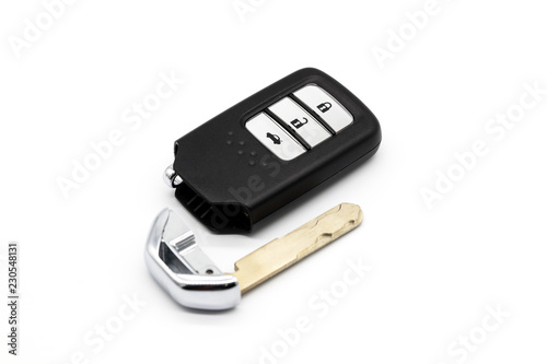 car key with remote control isolated and white background