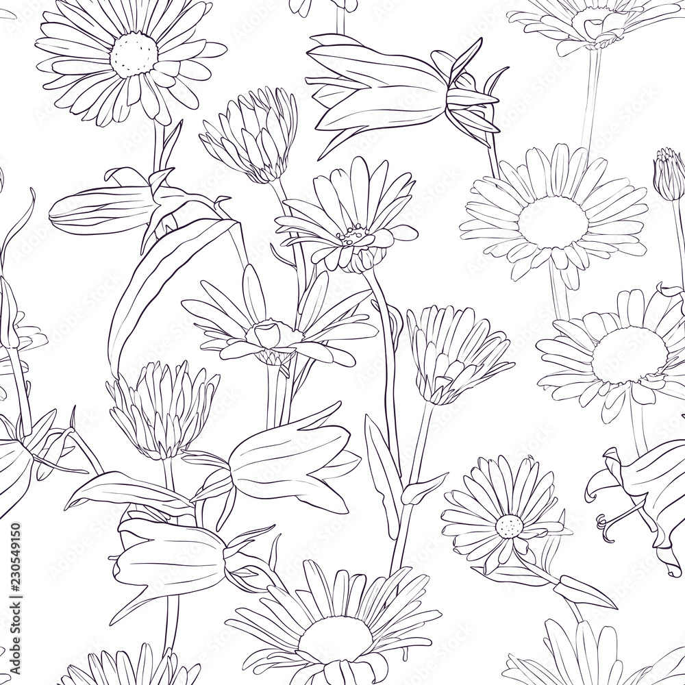 Fototapeta premium vector seamless pattern with flowers