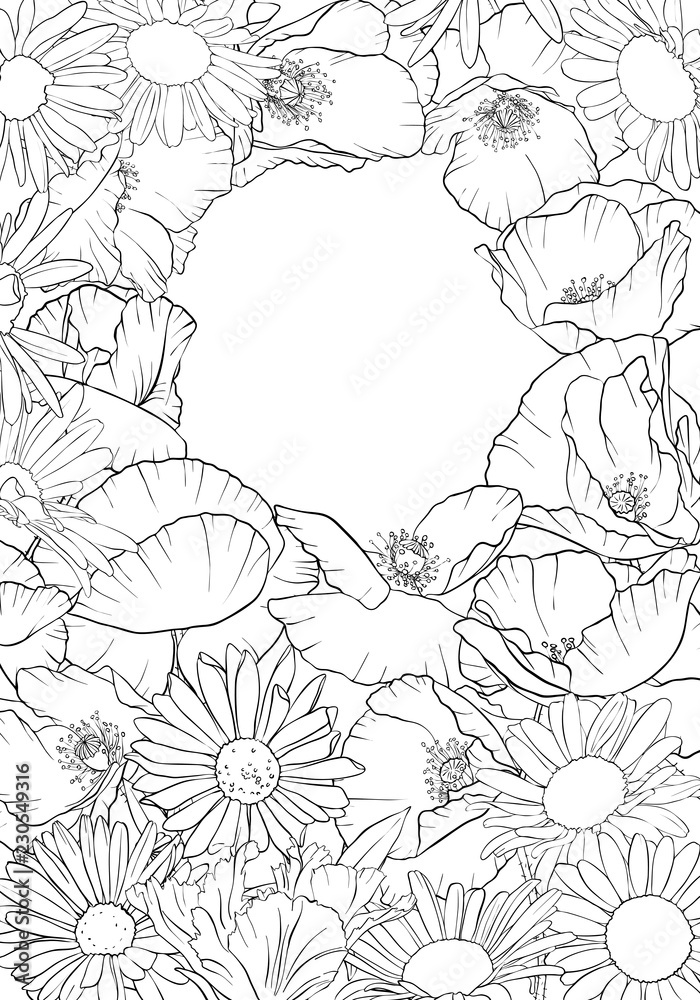 vector drawing background with flowers vector drawing background with flowers