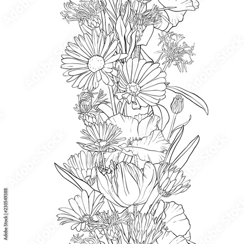 Wallpaper Mural vector seamless pattern with flowers Torontodigital.ca