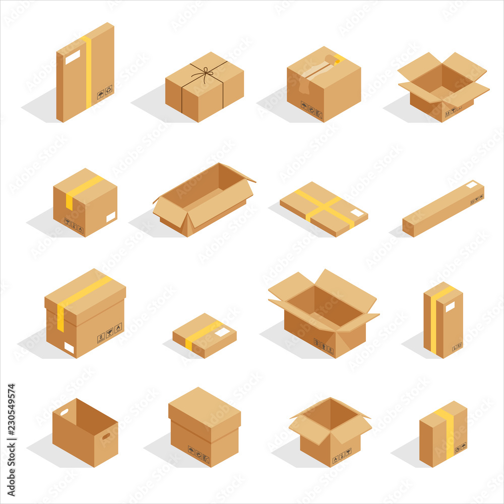 isometric box set. flat design style vector graphic illustration. isometric box set. flat design style vector graphic illustration.