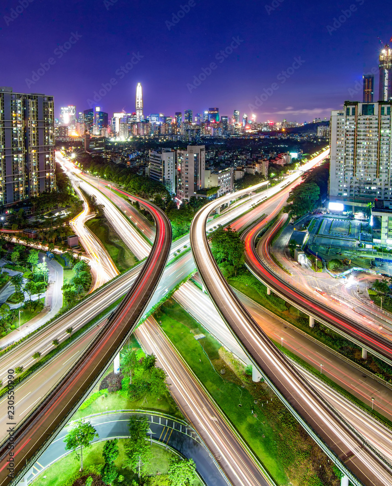 Night traffic in Shenzhen
