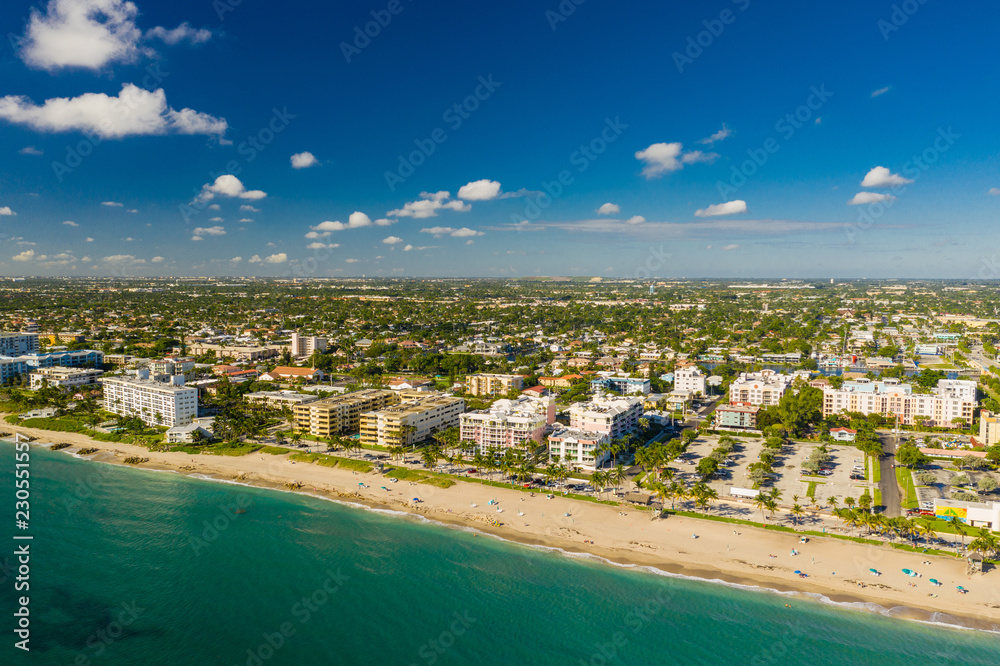Aerial shot of Deerfield Beach Florida shot with a drone