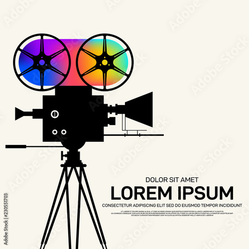 Movie and film poster design template background modern vintage retro style