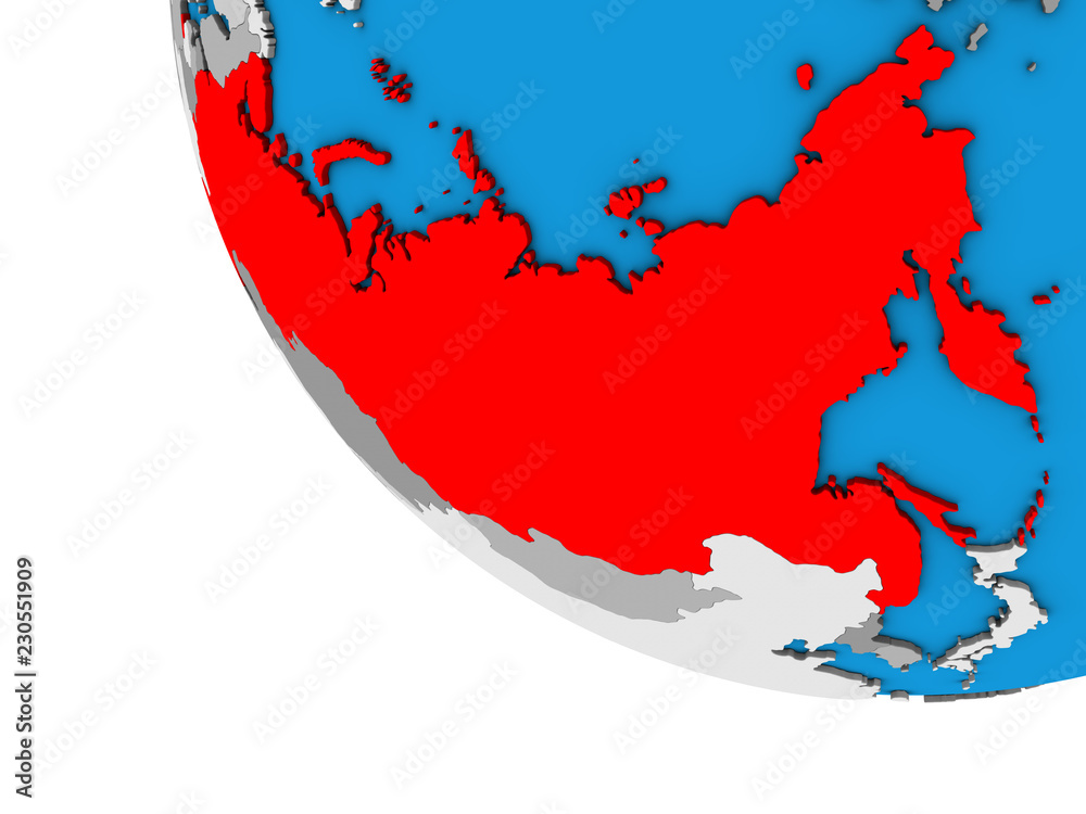 Fototapeta premium Russia on simple 3D globe.