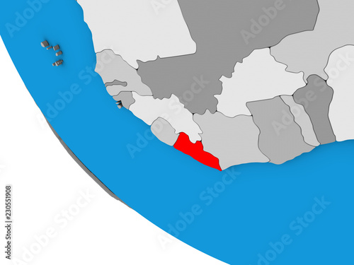 Liberia on simple 3D globe.