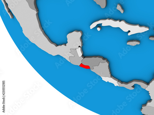 El Salvador on simple 3D globe.