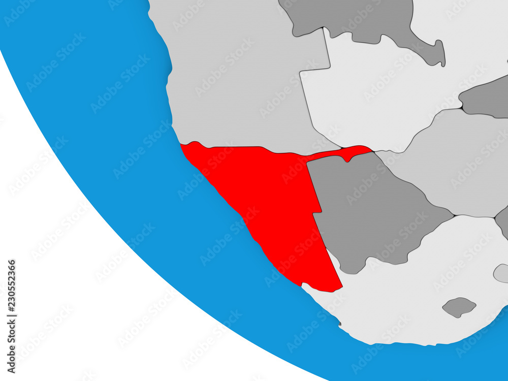 Fototapeta premium Namibia on simple 3D globe.