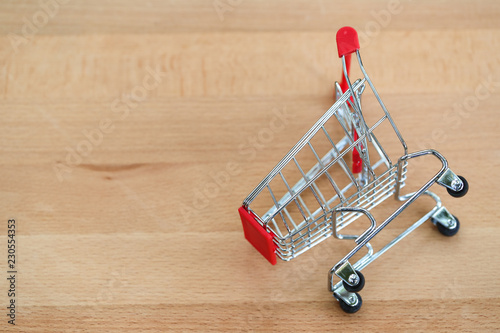 trolley on wooden with copy space using as business background