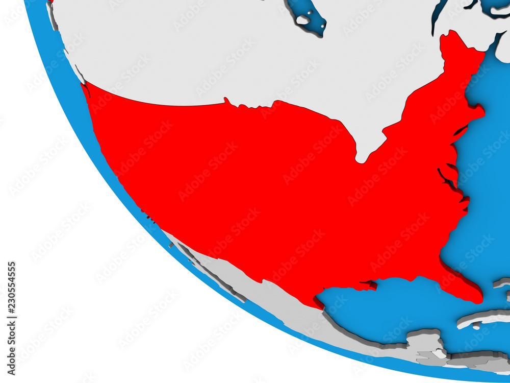 Fototapeta premium United States on simple 3D globe.