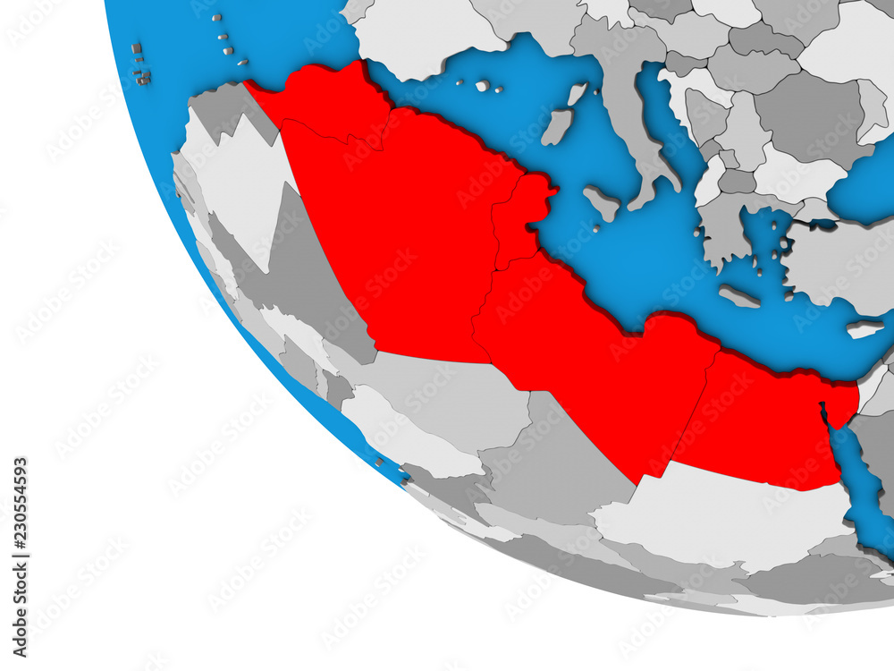 Fototapeta premium North Africa on simple 3D globe.