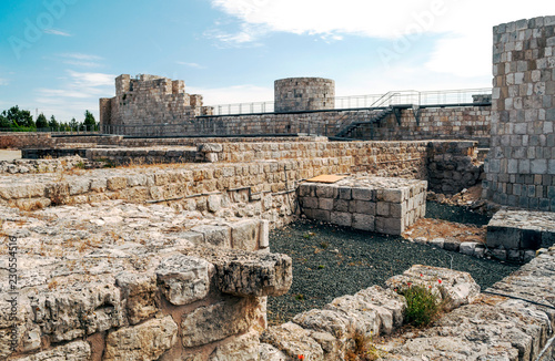 Remains of the walls of the castle of Burgos is located in Spain 