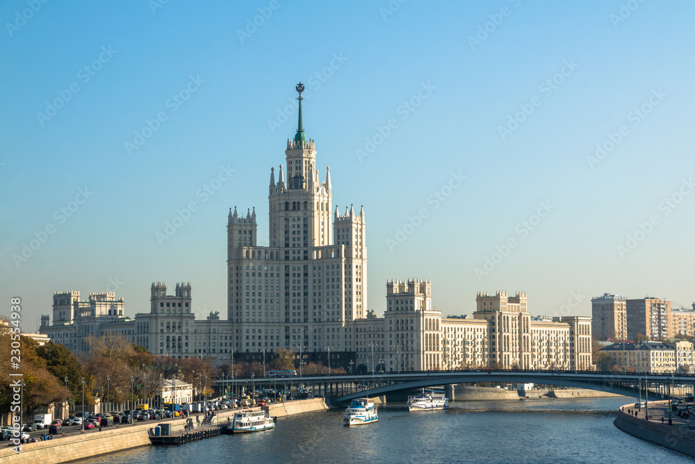 Stalin's empire, high-rise building, on Kotelnicheskaya embankment in Moscow, Russia