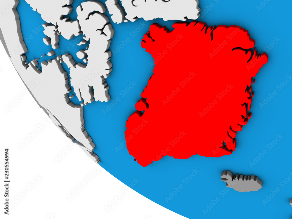Obraz premium Greenland on simple 3D globe.