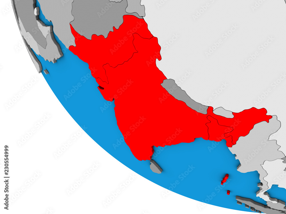 Fototapeta premium British India on simple 3D globe.