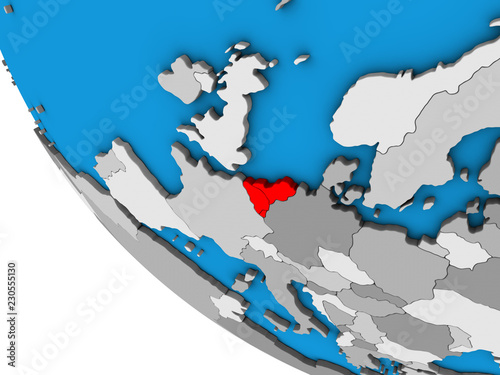 Benelux Union on simple 3D globe.