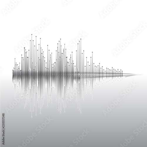 Sound chart, equalizer on white background with reflection.