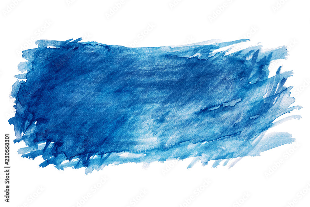 Abstract Blue Watercolor Splashing, Hand Paint On Paper. Abstract Blue Watercolor Splashing, Hand Paint On Paper.