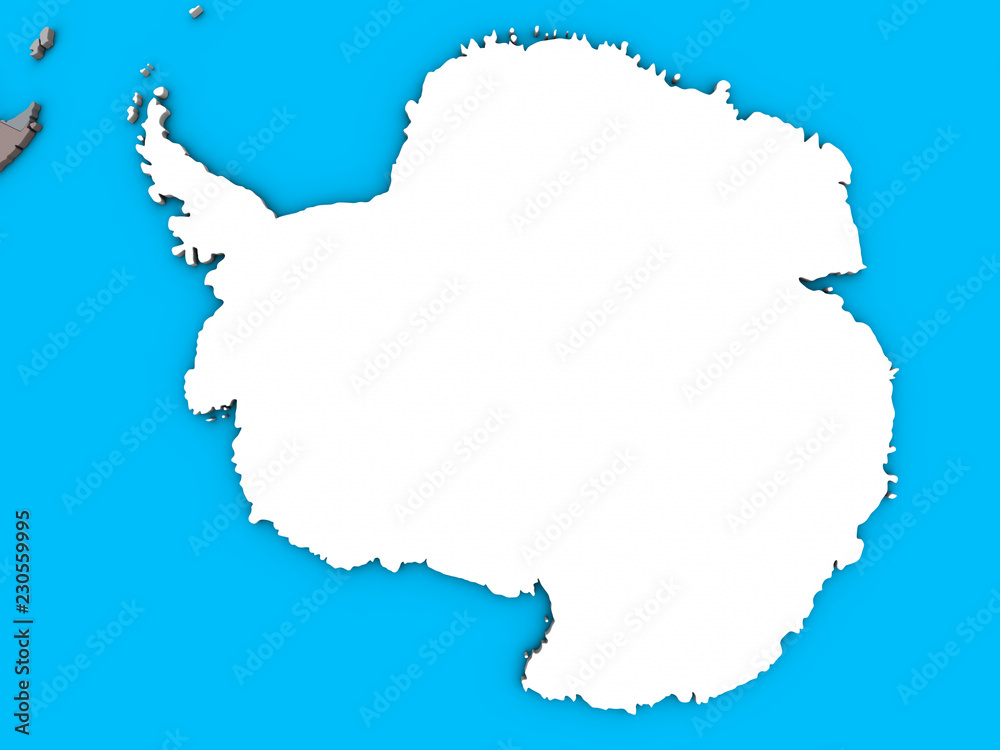 Antarctica with embedded national flag on blue political 3D globe.