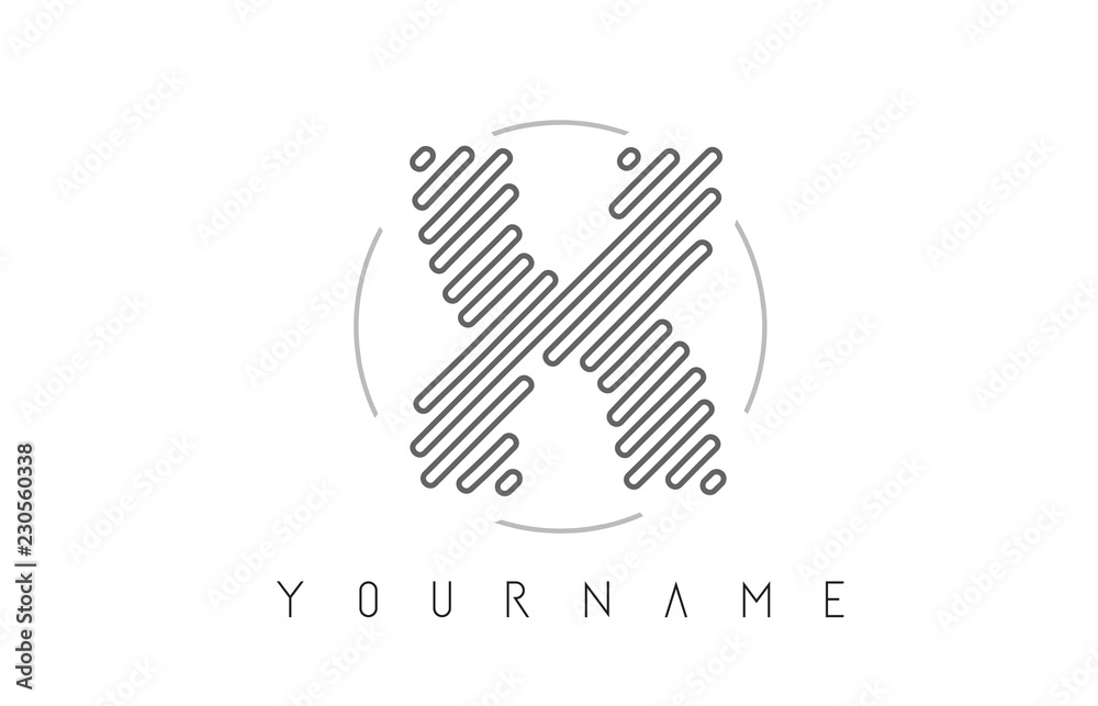 Fototapeta premium X Letter Logo Design with Black Lines Monogram