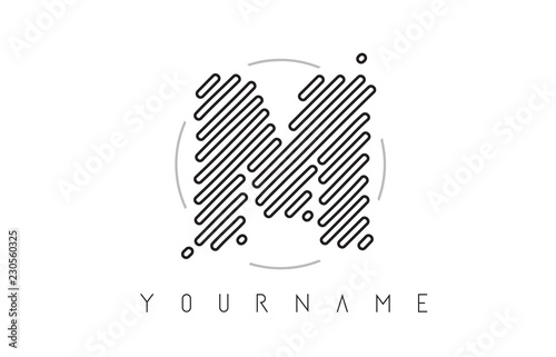 M Letter Logo Design with Black Lines Monogram