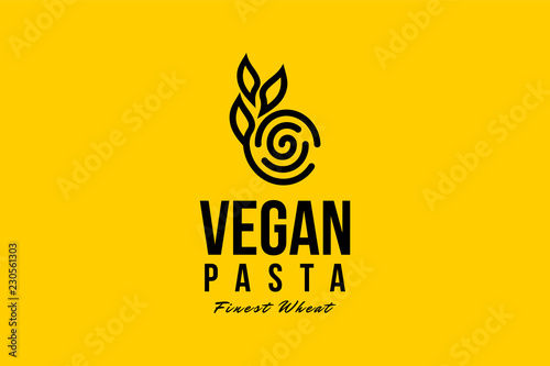 Vegan pasta logo template with type of line art logo inspiration. Can use for corporate brand identity, culinary, food truck, cafe, and restaurant photo