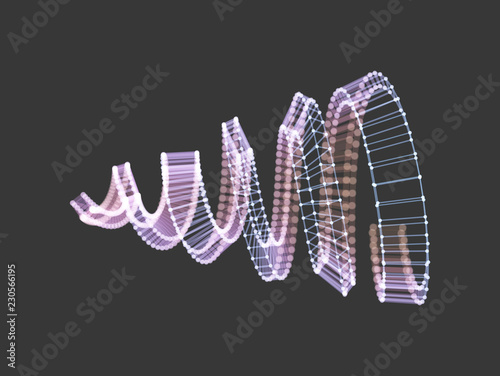 Spiral. Connection structure. Abstract grid design. 3d vector Illustration for science, technology.